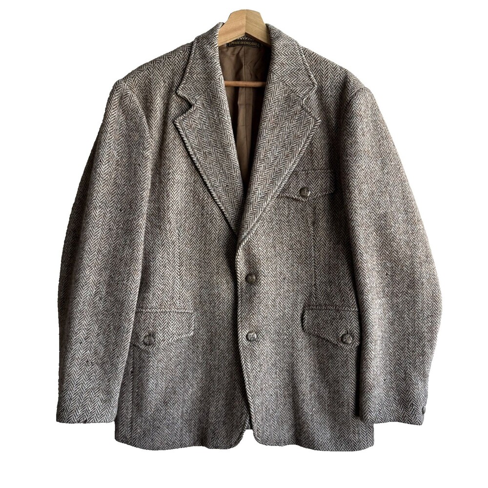 VTG Grafton Original Harris Tweed Men’s 40R England Brown Beige Gray Sports Coat